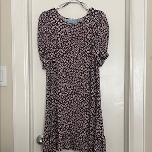 CeCe Black Floral Dress with Pink Flowers